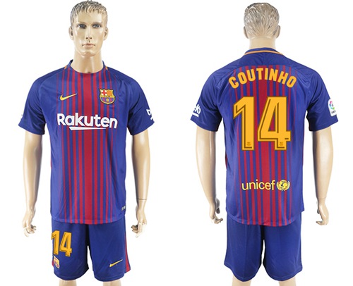 Barcelona #14 Coutinho Home Soccer Club Jersey - Click Image to Close